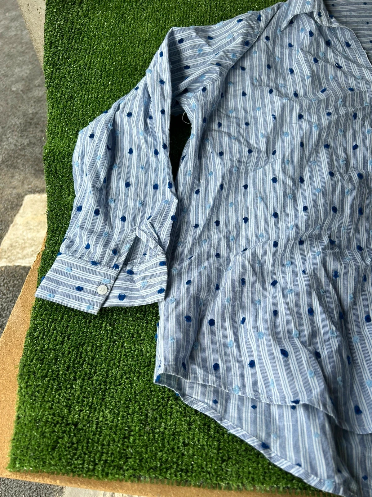 Witte blauwe gestreepte kilky-shirt maat L 100% katoen – photo 5